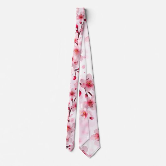 Elegante Pinky Cherry Blossom Stropdas (Achterkant)