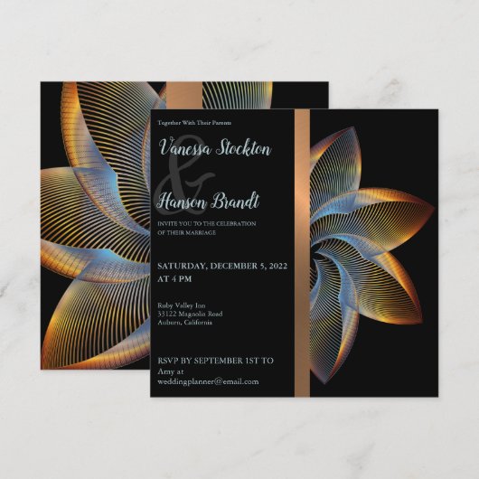 Elegante Pinwheel bruiloft uitnodiging (Voorkant / Achterkant)