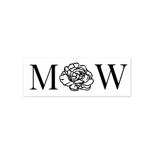 Elegante Pioen Bloem 2 Initiaal Bruiloft Paar Zelfinktende Stempel (Design)