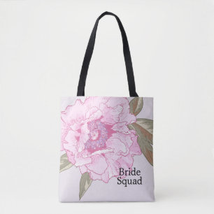 Elegante Pioen Bloem Bloemige Trouwdag Gepersonali Tote Bag