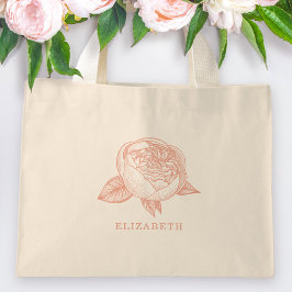 Elegante Pioen Bloem Bruidsmeisje Cadeau Mini Tote Bag