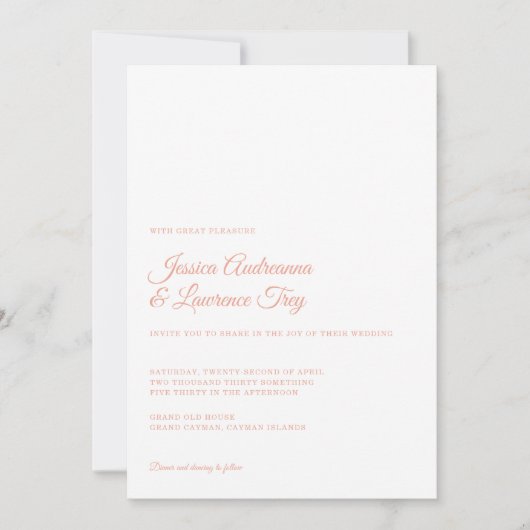 Elegante pioen bloem minimale bruiloft kaart (Voorkant)