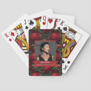 Elegante Pioen Bloem Thema Verjaardagsfeestje Pokerkaarten