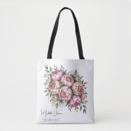 Elegante pioen Bloemen Bruidsmeisjes gunst Tote Bag