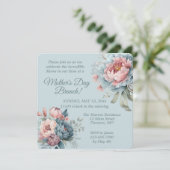 Elegante Pioen Bloemen Moederdag Brunch Kaart (Staand voorkant)
