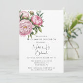 Elegante pioen bloemenbruidsmeisjes lunch kaart (Staand voorkant)