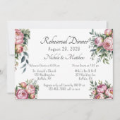 Elegante pioen bloemenbruiloft repetitie diner kaart (Voorkant)