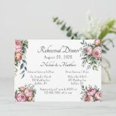 Elegante pioen bloemenbruiloft repetitie diner kaart (Staand voorkant)