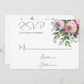 Elegante pioen bloemenbruiloft RSVP Kaarten (Voorkant / Achterkant)