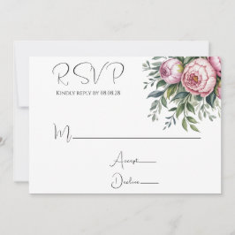 Elegante pioen bloemenbruiloft RSVP Kaarten