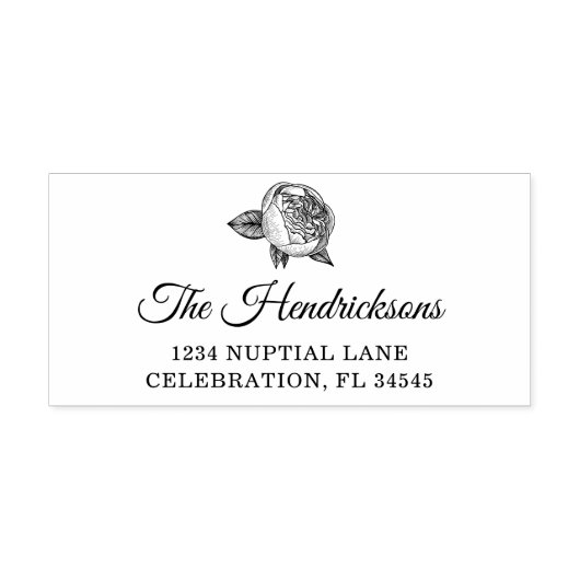 Elegante pioen bloemenretouradres zelfinktende stempel (Design)