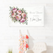 Elegante Pioen Bloemige Bruidsdouche Spandoek (Insitu)