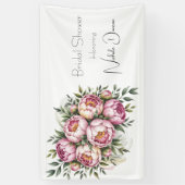 Elegante Pioen Bloemige Bruidsdouche Spandoek (Verticaal)