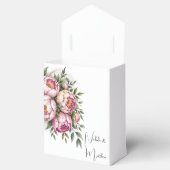 Elegante pioen bloemstuk bruiloft bedankdoosjes (Geopend)