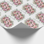 Elegante pioen bloemstuk bruiloft cadeaupapier (Hoek)