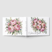 Elegante pioen bloemstuk bruiloft gastenboek (Volledig)