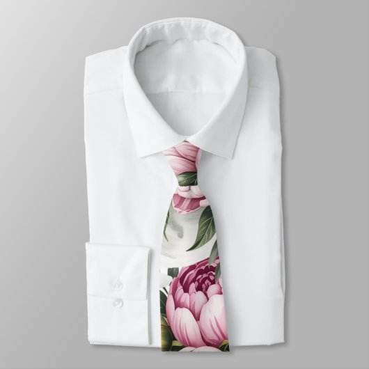 Elegante pioen bloemstuk bruiloft Mannen's Stropdas (Gebonden)