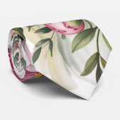 Elegante pioen bloemstuk bruiloft Mannen's Stropdas (Opgerold)