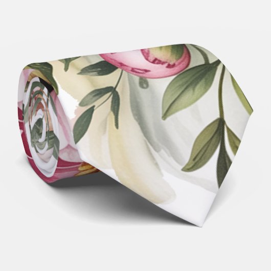 Elegante pioen bloemstuk bruiloft Mannen's Stropdas (Opgerold)