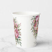 Elegante pioen bloemstuk bruiloft papieren bekers (Rechts)