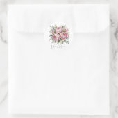 Elegante pioen bloemstuk bruiloft ronde sticker (Tas)
