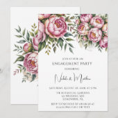 Elegante pioen bloemstuk verlovingsfeest kaart (Voorkant / Achterkant)