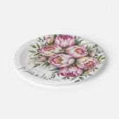 Elegante Pioen Bloemstukken Bruiloft Papieren Bordje (Gekanteld)