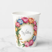 Elegante pioen boeket bruiloft papieren bekers (Achterkant)