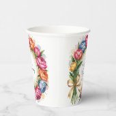 Elegante pioen boeket bruiloft papieren bekers (Rechts)