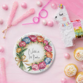 Elegante pioen boeket bruiloft papieren bordje (Feest)