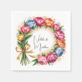 Elegante pioen boeket bruiloft servet