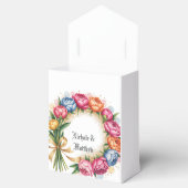 Elegante pioen boeket gouden glitter bruiloft bedankdoosjes (Geopend)