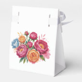 Elegante pioen boeket gouden glitter bruiloft bedankdoosjes (Achterkant)