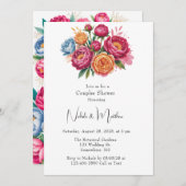 Elegante pioen boeket koppels douche uitnodiging (Voorkant / Achterkant)