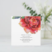 Elegante pioen bruiloft uitnodiging (Staand voorkant)