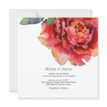 Elegante pioen bruiloft uitnodiging