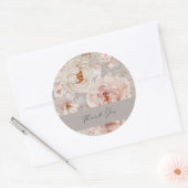 Elegante Pioen Dank je Ronde Sticker (Envelop)