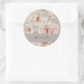Elegante Pioen Dank je Ronde Sticker (Tas)