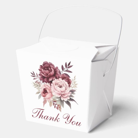 Elegante pioen Dank u Waterverf bloemenbruiloft Bedankdoosjes (Voorkant)