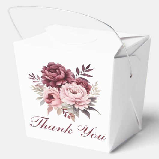 Elegante pioen Dank u Waterverf bloemenbruiloft Bedankdoosjes (Achterkant)
