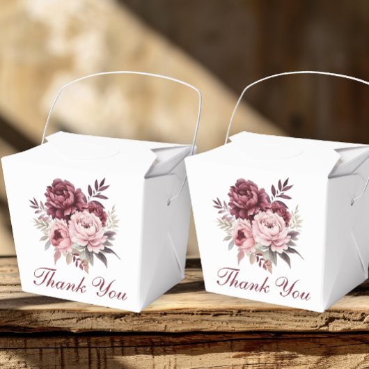 Elegante pioen Dank u Waterverf bloemenbruiloft Bedankdoosjes