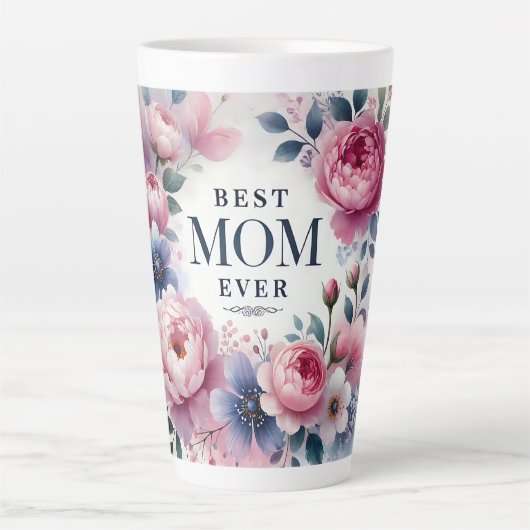 Elegante pioen en pastel bloesems Moederdag cadeau Latte Mok (Voorkant)