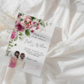 Elegante pioen en Roos bloemenbruiloft Kaart