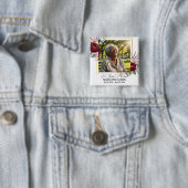 Elegante Pioen Foto Aandenken Funeral Vierkante Button 5,1 Cm (In situ)