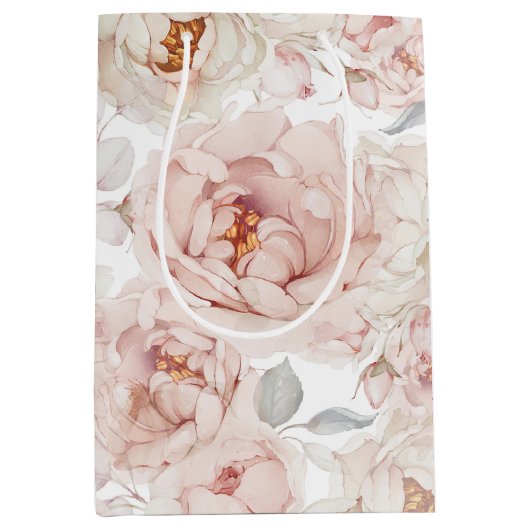 elegante pioen medium cadeauzakje (Voorkant)