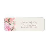 Elegante Pioen Retouradreslabel Etiket (Voorkant)