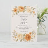 Elegante Pioen & Roos Waterverf Trouw Uitnodiging (Staand voorkant)