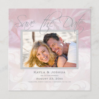 Elegante Pioen Save the Date: Zilver Kaart