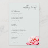 Elegante Pioen Trouwfeest Mint Programmakaart (Achterkant)