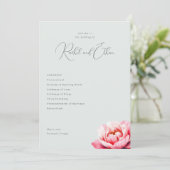 Elegante Pioen Trouwfeest Mint Programmakaart (Staand voorkant)